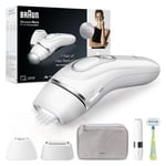 Braun Silk·expert Pro 3 Épilateur À Lumière Pulsée, Épilation Semi-Définitive, Pour Jusqu'à 1 An De Peau Douce, Alternative Douce Au Laser, 1 Pochette, 1 Rasoir Venus, 2 Têtes, Blanc/Argent, PL3136