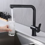 Mitigeur Cuisine Noir avec Douchette Extractible Robinet Douchette d'évier Extractible Pivotant à 360 degrés Mitigeur Monocommande