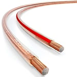 deleyCON 25m Cable pour Haut-Parleur 2x 2,5mm² CCA Aluminium Revêtu de Cuivre Brins 2x50x0,25mm Marque de Polarité - Transparent