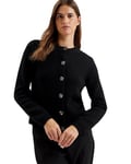 Ted Baker Womens Wmk-jaycey-Rose Button Crew Neck Cardigan Sweater, Black, 8 UK