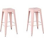 Beliani - Lot de 2 Tabourets de Bar Style Industriel 76 cm en Acier Rose Cabrillo