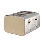 Swan ST14620OAT Nordic 4 Slice Toaster with 6 Browning Levels, Defrost/Reheat/Cancel, Removable Crumb Trays, Cord Storage, 1500W, Oatmeal