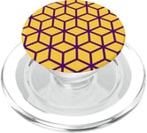 Mustard Yellow Purple Hexagons Cubes Box Pattern PopSockets PopGrip pour MagSafe