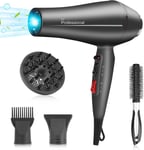 Ionic Hair Dryer 2400W Professional, Fast Drying, 4 Styling Tools, Black