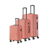 travelite 4-wheel suitcase set 3 pieces sizes L/M/S, luggage series BALI: ABS hard shell trolleys with TSA combination lock (hand luggage suitcase without TSA)