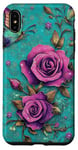 Coque pour iPhone XS Max Adorable rose turquoise et papillon avec étoiles et papillons