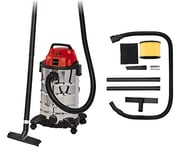 Einhell TC-VC 1930 S wet and dry vacuum cleaner (1,500 W, 30 l rust-proof stainless steel tank, blow connection, incl. plastic suction hose, floor/crevice nozzle, filters)