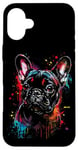 Coque pour iPhone 16 Plus Color Splash Art Amoureux de bouledogue français