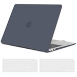 TECOOL Coque Compatible avec MacBook Air M1 (A2337) et MacBook Air 13 Pouces 2020 2019 2018 (A2179 A1932), Coque Rigide en Plastique Fine et Protection Clavier (UE AZERTY), Gris-Noir