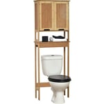 Meuble dessus de Toilettes wc 2 Portes 1 Etagère et 1 Tablette h 173 cm - Bambou Tendance Bambou