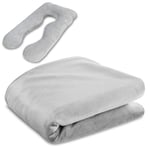 Housse pour coussin de grossesse, coussin d'allaitement xxl, grand coussin de confort, de positionnement en forme U, coussin de couchage amovible, housse amovible pour dormeur latéral 135cm Gris Foncé