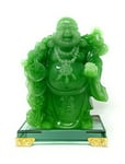 HOULU Statue de Bouddha Rieur de 20,3 cm pour décoration d'intérieur, Figurine de Bouddha Porte-Bonheur Verte, décoration d'intérieur pour la Bonne Chance