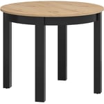 Table à manger ronde extensible 2 à 8 places Yori Noir et Bois