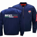 Sweat-Shirt pour Homme Veste Bombardier à Manches Longues Cardigan Zippé Outwear Hauts - Imprimé 3D Ducati Casual À Capuche Unisexe Hiver Chaud Épais Manteaux,Bleu,3XL