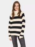 Saint Tropez Garbie Stripe Roll Neck Jumper, Ice/Black