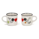 LEGAMI - Lot de 2 tasses à expresso en porcelaine anglaise - Passe au lave-vaisselle - Motif astronaute I Love You - Diamètre : 5,5 cm - Capacité : 50 ml