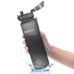 PROIRON Water Bottle 1L for Bike, Running, Cycling, Gym, Leak Proof Sports Water Bottles with Flip Top Lid, Filter & Protein Shaker Included, Grey