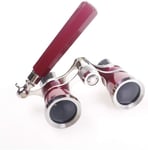 3X25 Opera Theater Horse Racing Glasses Binocular Telescope with Handle/Accessory Kit Women Telescope (Red)