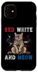 Coque pour iPhone 11 Rouge Blanc Et Miaou