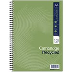 Cambridge Notebook A4 Ruled Spiral Bound Cardboard Hardback Green Perforated 100 Pages 50 Sheets Pack of 5