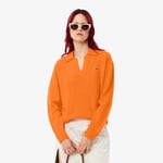 Lacoste Pull col polo cachemire maille 3D Taille 46 Orange