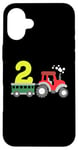 Coque pour iPhone 16 Plus Tracteur agricole 2ème anniversaire 2 ans pour tout-petits garçons enfants