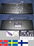 Clavier/Keyboard Qwerty Nordique / Nordic Pour SK-9611 SK9611, KB.PS20B.151, KBPS20B151, Port connecteur/ connector PS2, Noir / Black