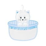 FILET - Noeud de Naissance Nouveau-né en Forme de Chaton dans le Panier en Toile Aida à Broder, Idéal à Accrocher pour Annoncer la Naissance d’un Bébé, 100% Made in Italy, Couleur Blanc et Bleu