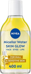 NIVEA Skin Glow Serum Infused Micellar Water (400ml), Revitalising Micellar...