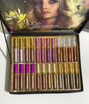 24pcs Glitter Liquid LipGloss Eyeshadow Set Metallic Glitter Shimmer Smokey Eye