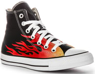 Converse 171130C Chuck Taylor All Star Hi Top Womens Flames Black Red UK 3 - 8