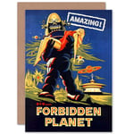 Movie Film Forbidden Planet Sci Fi Adventure Robot Blank Greeting Card