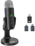 Microphone USB, 2.4GHz Micro sans File pour iPhone PC Android Téléphone, Micro PC à condensateur avec réduction de Bruit, muet, écho pour Podcast, ASMR, Gaming, Enregistrement vidéo Youtube.[G220]