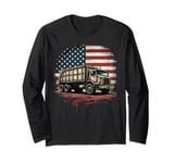 Garbage Truck American Flag Truck Driver Patriotic Retro Long Sleeve T-Shirt