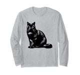 Cat Dad Mom Lover - Monochromatic Cat Long Sleeve T-Shirt