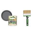 Cuprinol 5244438 Garden Shades Exterior Woodcare, Silver Birch, 2.5L & Fit for The Job 4 inch Large Capacity Shed and Fence Block Brush for Rapid Painting of Sheds & Fence