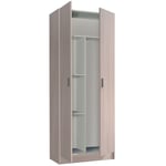 Armoire multi-usages avec 2 portes en bois couleur chêne - 73 cm (longueur) x180 cm (hauteur) x 37 cm (profondeur)