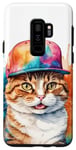 Coque pour Galaxy S9+ Chat Casquette Snapback Colorée Drôle Animaux Motif Imprimé