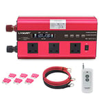 Cantonape Power Inverter 2500W 12V to 230V 240V DC to AC Car Converter with LCD Display, Remote Controller 3 x UK Outlets and 4 x 3.1A USB Car Adapter for Car Truck Boat RV Solar System