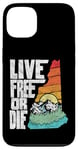 Coque pour iPhone 13 Live Free or Die Retro New Hampshire Nature Graphic