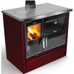 Cuisinière à bois Lacunza ETNA7BORDEAUX - Rouge - Four simple - 7kW - Porte vitrée et thermomètre