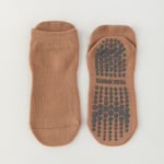 1Par Dam Anti-Slip Sock Yoga Sock Bomull Andas Kort El Brown