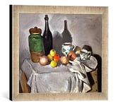 Kunst für Alle 'Image encadrée de Paul Cézanne d'allaitement Eben (Fruits et la Vaisselle), Impression d'art dans Le Cadre de Haute qualité Photos Fait Main, 40 x 30 cm, Argent Raya