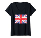 Womens Great Britain, British Flag, United Kingdom Flag, Union Jack V-Neck T-Shirt