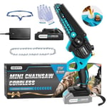 dodowin Mini Chainsaw, Gifts for Men Dad Husband, 6-inch Rechargeable Electric Power Chainsaw Cordless, Small Handheld Chain Saw for Cutting Trees, Woodworking Garden Tools, Birthday Gift ldeas