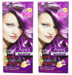 2 x CLUSET Hair Dye Colour Cream With Conditioner Collagen #A995 Purple Amethyst