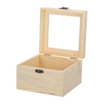 Unfinished Wooden Display Box,5.9"x5.9"x3.9" Storage Box with Glass Lid,Beige