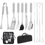 11Pcs Ensemble Ustensiles Barbecue en Acier Inoxydable Professionnel - Kit d'Accessoires Grill Barbecue Pratiques avec Sac Portable - Set Barbecue Outils pour Camping d’Extérieur et Pique-Nique