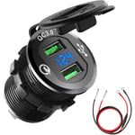 Ineasicer - Chargeur usb Moto QC3.0 usb Prise Voiture Charge Rapide pour 12V 24V Voiture Bateau Moto suv Camion Caravane Marine