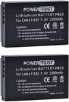 Lot de 2 batteries LP-E12 1200 mAh pour Canon EOS M50 Mark II, M50, EOS M, M2, M10, M100, M200, Rebel SL1, 100D, Kiss X7, PowerShot SX70 HS